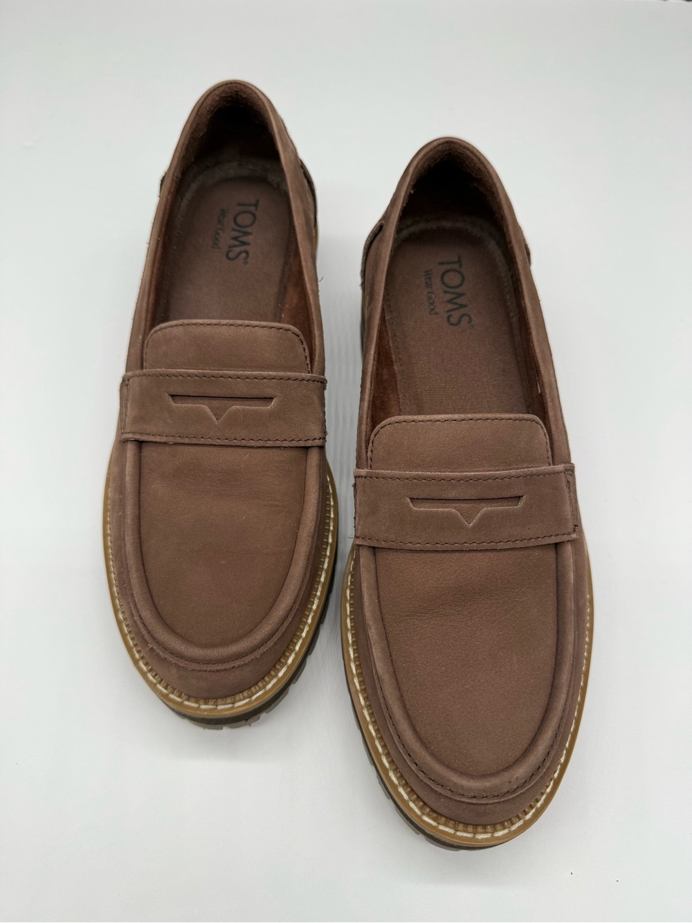 Toms Brown Nubuck Loafers with Lug Sole - Picture 8 of 9
